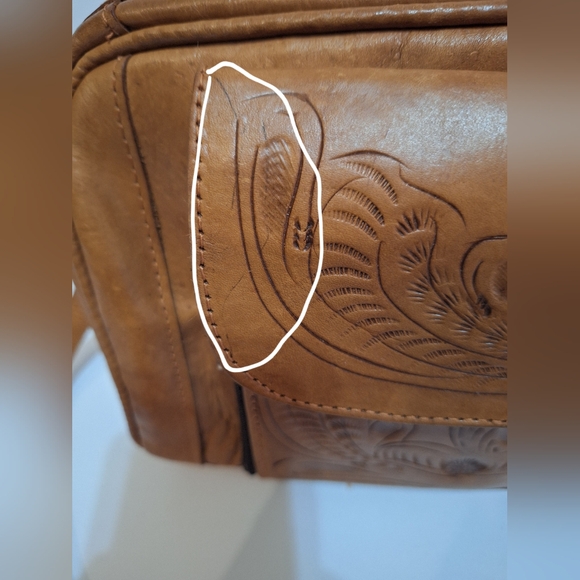 Vintage Tooled Leather Purse Grants Natural - Picture 3 of 16